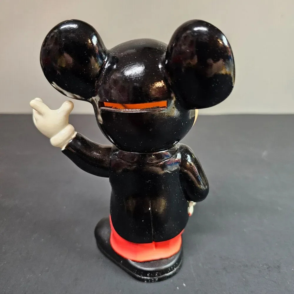 Vtg 1970s Mickey Mouse Coin Bank Walt Disney World Waving Bow Tie 6.25